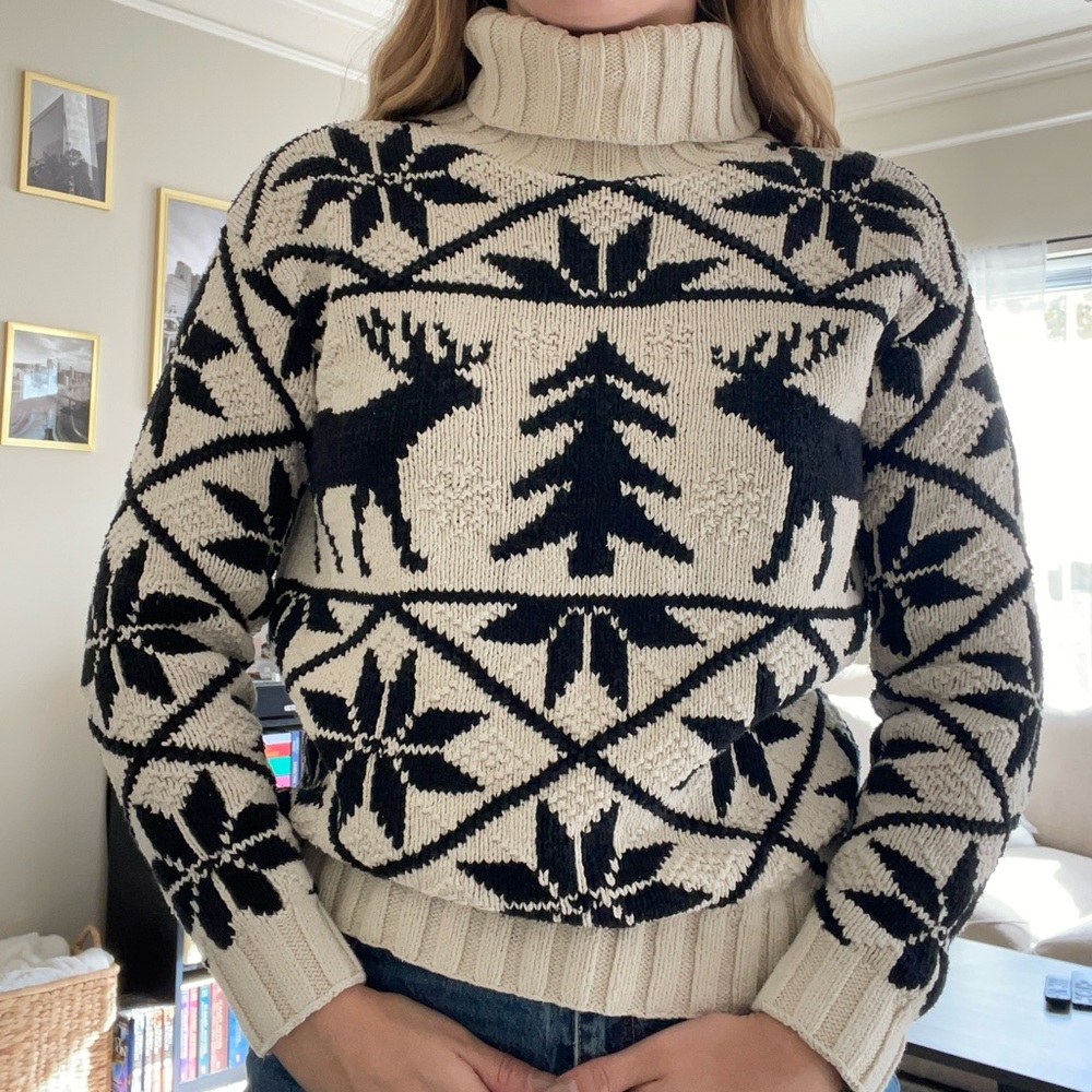 Lauren Ralph Lauren Cream Printed Hand Knit Sweater
